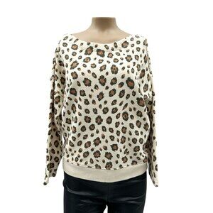 J.Crew Womens Sweater Boatneck Leopard Print Long Sleeve Pullover Cotton Small